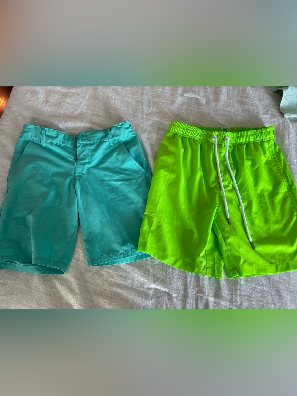 Lot of 2 Boys Swim Shorts Bright Lime & Teal